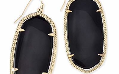 Kendra Scott Danielle Statement Earrings for Women, Fashion Jewelry, 14k Gold-Plated, Black Opaque Glass