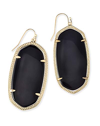 Kendra Scott Danielle Statement Earrings for Women, Fashion Jewelry, 14k Gold-Plated, Black Opaque Glass