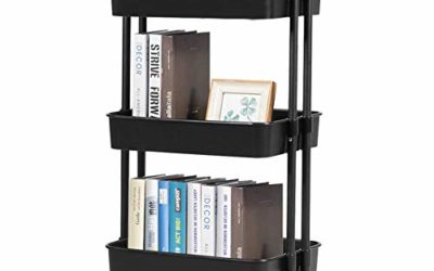 YANXUS 3-Tier Rolling Utility Cart with Handle Makeup Cart with Roller Wheels Mobile Storage Organizer for Kitchen, Bathroom, Office, Coffee Bar