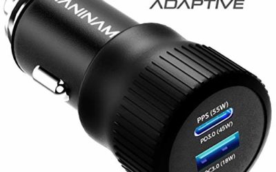 MANINAM Metal USB C Car Charger [73W Turbo] Type C Car Charger, 55W PPS Latest Tech Adapter [Super Fast Charging 2.0] for Samsung S20 Note 20 Ultra 10 Plus, 45W PD MacBook, USB C Devices Laptop Tablet