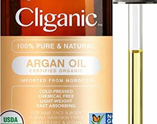 Cliganic Organic Argan Oil, 100% Pure | for Hair, Face & Skin | Cold Pressed Carrier Oil, Imported from Morocco