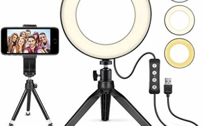 LED Ring Light 6" with Tripod Stand for YouTube Video and Makeup, Mini LED Camera Light with Cell Phone Holder Desktop LED Lamp with 3 Light Modes & 11 Brightness Level (6")