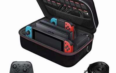 Carrying Storage Case for Nintendo Switch, iVoler PortableTravel All Protective Hard Messenger Bag Soft Lining 18 Games for Switch Console Pro Controller & Accessories Black