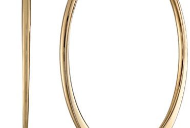 Amazon Essentials Yellow Gold Plated Stainless Steel Flattened Hoop Earrings (40mm)