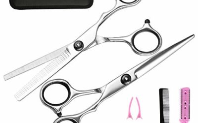 Hair Cutting Scissors Thinning Shears- Fcysy Professional Barber Sharp Hair Scissors Hairdressing Shears Kit with Haircut Accessories in Leather Case for Cutting Styling Hair for Women Men Pet- 7 Pcs