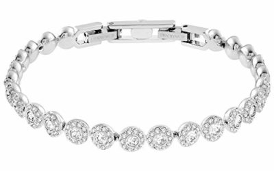 Swarovski Authentic Crystal Angelic Rhodium Plated Stunningly Elegant White Bangle Bracelet