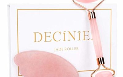 Deciniee Jade Roller and Gua Sha Tools Set – Anti Aging Rose Quartz Roller Massager – 100% Real Natural Jade Roller for Face, Eye, Neck – Beauty Jade Facial Roller for Slimming & Firming