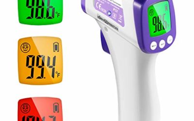 Infrared Forehead Thermometer for Adults, Non Contact Touchless Digital Temporal Thermometers for Baby Kids with Fever Alarm, LCD Screen and Temperature Data Memory (NO Battery Included)