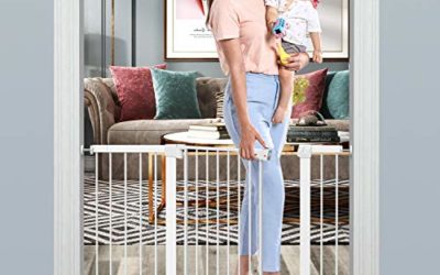 Tokkidas Baby Gate for Stairs and Doorways,Auto Close Safety Baby Gates,51.6-Inch Extra Wide Walk Thru Baby Gate,Includes 2.75", 5.5" and 11" Extension Kit,Mounting Kit