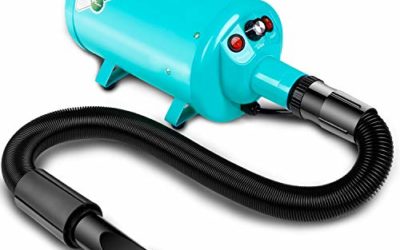amzdeal Dog Dryer 2800W/3.8HP Stepless Adjustable Speed Dog Hair Dryer Dog Grooming Blower Pet Hair Force Blower Blaster with Heat System, Spring Hose, Blue