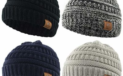 Durio Beanie Winter Baby Beanies Knitted Beanie Hat Thick Warm Baby Boy Hats Baby Gifts Fall Toddler Beanie Black & Light Grey & Navy & Black White