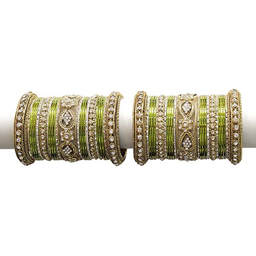 MUCH-MORE Beautiful Multi Color Bangles for Women & Girls Wedding Jewelry (Military, 2.8)