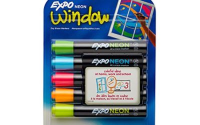 EXPO 1752226 Neon Dry Erase Markers, Bullet Tip, Assorted Colors, 5-Count