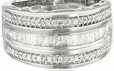 Sterling Silver Diamond 3 Row Band Ring (1/2 cttw), Size 8