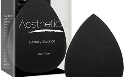 Aesthetica Cosmetics Beauty Sponge Blender – Latex Free and Vegan Makeup Sponge – For Powder, Cream or Liquid Application – One Piece