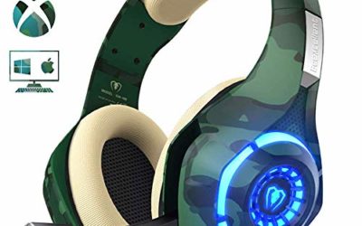 PS4 Gaming Headset with mic, Beexcellent Xbox One Headset with Stereo Sound Noise Isolation Memory Foam LED Light for PC Laptop Tablet