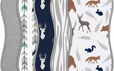 Babebay Burp Cloths for Baby Boys and Girls – Animal Design – 5 Pack 100% Combed Cotton Baby Burp Cloth Set, Extra Absorbent & Soft Burping Cloth, Baby Spit Up Cloth, Burp Cloth for Newborn
