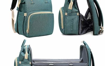 Mural Wall Art 3 in 1 Diaper Bag Backpack Changing Station – Portable Baby Nursery Travel Bed Bassinet – Foldable Travel Crib Infant Sleeper Baby Nest with Insulated Bottle Wipe Pockets