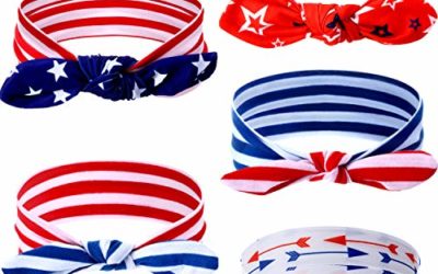 5 Pieces Independence Day Headband 4th of July American Flag Headband Patriotic Elastic Turban Independence Day Hair Accessories