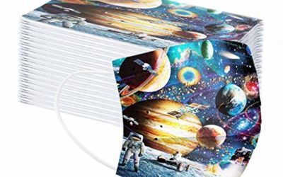 Yousity Cute Dinosaur Kids Face Protective Breathable Mouth Cover Bandanas Children Students Outdoor Back to School Supplies (50pcs Astronaut Z1)