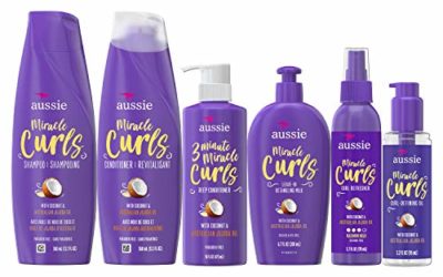 Aussie Aussie Miracle Curls Collection: Shampoo, Conditioner, Deep Conditioner, Spray Gel, Detangling Milk, and Oil Hair Treatment