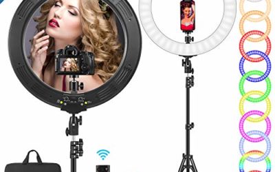 19" RGB Ring Light with Stand, 48W Efficient LED Ring Light, Support Phone/Pad/Camera, Carrying Bag for Photography/YouTube/Facebook/Twitch/Blogging