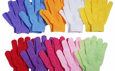 10 Pairs Exfoliating Bath Gloves,Made of 100% NYLON,10 Different Colors Double Sided Exfoliating Gloves for Beauty Spa Massage Skin Shower Scrubber Bathing Accessories.