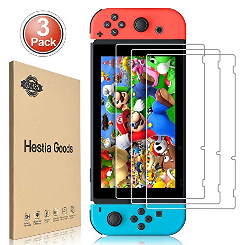 [3 Pack]Hestia Goods Tempered Glass Screen Protector for Nintendo Switch – Transparent HD Clear Anti-Scratch Screen Protector for Nintendo Switch