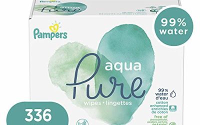 Baby Wipes, Pampers Aqua Pure Sensitive Water Baby Diaper Wipes, Hypoallergenic and Unscented, 6X Pop-Top Travel Packs, 336 Count