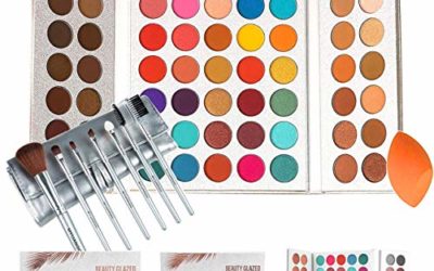 Beauty Glazed Gorgeous Me Eyeshadow Palette Pigmented Professional Makeup Pallet Long Lasting Eye Makeup Set 63 Colors Waterproof Matte And Shimmers Glitters With Brush Sets and Squeeze Sponge