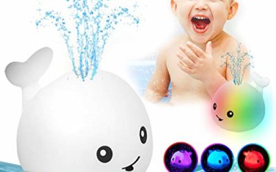 ZHENDUO Baby Bath Toys, Whale Induction Squirt Toy LED Light Up Bath Toys, Bathtub Shower Toys for Baby Toddlers Pool Fountain Toy, Automatic Induction Sprinkler Bath Toy (White)