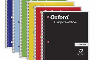 TOPS/Oxford 1-Subject Notebooks, 8" x 10-1/2", College Rule, 70 Sheets, 6 Pack, Color Assortment May Vary (65007)