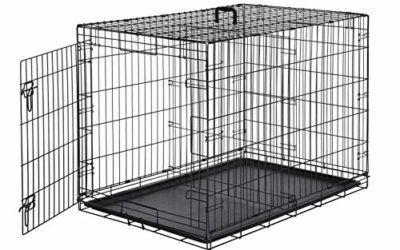AmazonBasics Single Door Folding Metal Dog or Pet Crate Kennel with Tray, 42 x 28 x 30 Inches
