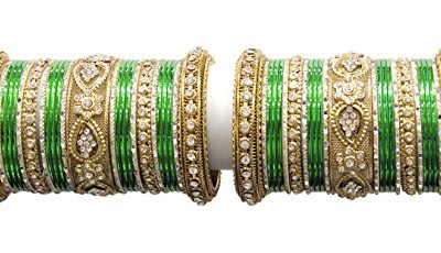 MUCH-MORE Beautiful Multi Color Bangles For Women & Girls Wedding Jewelry (Green, 2.8)