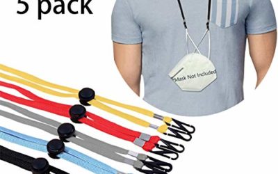 5 Pack Mask Holder Adjustable Length Face Mask Lanyard Convenient Safety Hanger Facemask Rest for Kids Senior Adults Comfortable Around The Neck (5 Color)