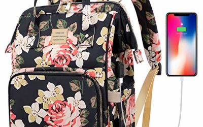Laptop Backpack,15.6 Inch Stylish College School Backpack with USB Charging Port,Water Resistant Casual Daypack Laptop Backpack for Women/Girls/Business/Travel (Flower Pattern)