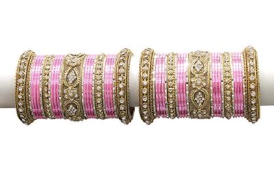 MUCH-MORE Beautiful Multi Color Bangles For Women & Girls Wedding Jewelry (Pink, 2.6)