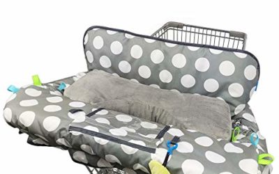 Shopping Cart Cover for Baby with Pillow, Soft Velvet Bolster Positioner, 6.5" Cellphone Holder, Toy Bonus, High Chair Cover for Boy Girl, Grocery Cart Cushion Liner, dot Printing, Large