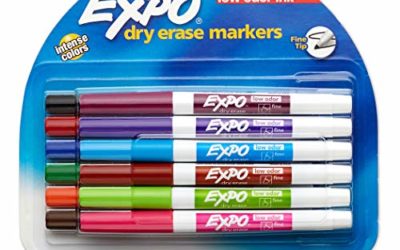 EXPO Low Odor Dry Erase Markers, Fine Tip, Assorted Colors, 12 Pack – 86603