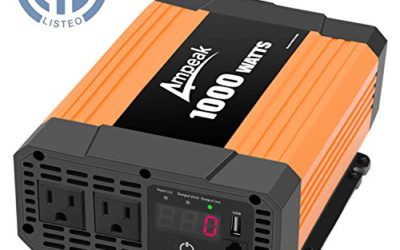 Ampeak 1000W Power Inverter Truck/RV Inverter 12V DC to 110V AC Converter with Dual AC Outlets 2.1A USB Modified Sine Wave Inverter