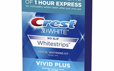 Crest 3D White Whitestrips Vivid Plus Teeth Whitening Kit, 24 Individual Strips (10 Vivid Plus Treatments + 2 1hr Express Treatments), Basic