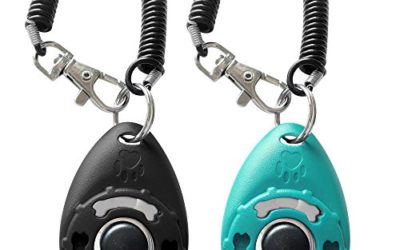 HoAoOo Pet Training Clicker with Wrist Strap – Dog Training Clickers (New Black + Blue)