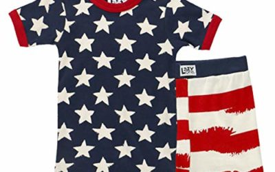Lazy One Short-Sleeve Summer PJ Sets for Girls and Boys, Kids Pajama Sets, Independence Day, 4th of July, USA, Fun, Patriotic, Holiday (Stars & Stripes, 8)