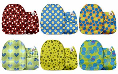 Mama Koala One Size Baby Washable Reusable Pocket Cloth Diapers, 6 Pack with 6 One Size Microfiber Inserts (Cartoon Inspired)