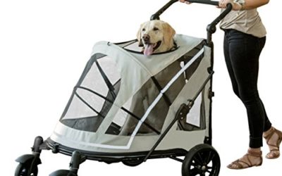 Pet Gear NO-ZIP Stroller, Push Button Zipperless Dual Entry, for Single or Multiple Dogs/Cats, Pet Can Easily Walk In/Out, No Need to Lift Pet, Fog, Expedition