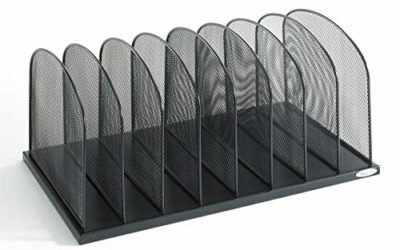 Safco Products Onyx Mesh 8 Sort Vertical Desktop Organizer 3253BL, Black Powder Coat Finish, Durable Steel Mesh Construction, Eco-Friendly