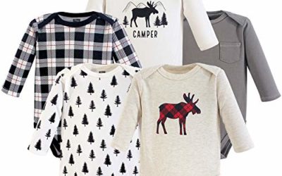 Hudson Baby Unisex Cotton Long-Sleeve Bodysuits, Moose, 3-6 Months
