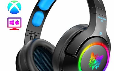 ONIKUMA PS4 Headset -Gaming Headset Xbox one Headset Gaming Headphone with Surround Sound, RGB LED Light & Noise Canceling Microphone for PS4,Gamecube,Xbox One(Adapter Not Included)