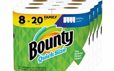 Bounty Quick-Size Paper Towels, White, 8 Family Rolls = 20 Regular Rolls