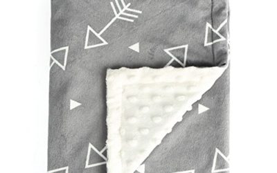 BORITAR Baby Blanket Super Soft Minky with Double Layer Dotted Backing, Little Grey Arrows Printed 30 x 40 Inch, Receiving Blankets